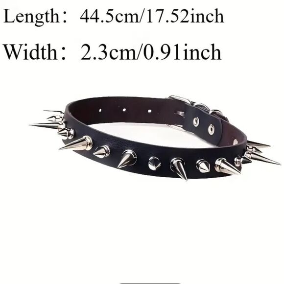 Goth Punk Style Silver Spiked Choker Necklace #9 - Picture 3 of 3
